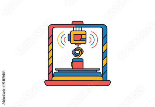 Colorful vector of a selfie stick mounted on a robotic platform