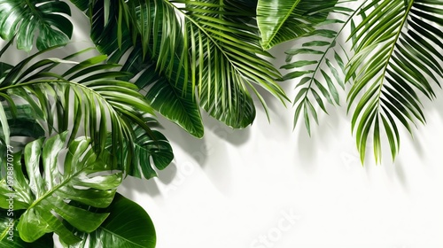 Lush Green Leaves Against a Pastel Background in a Bright Setting Around Midday