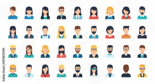 Diverse Group of People Avatars Representing Different Individuals.