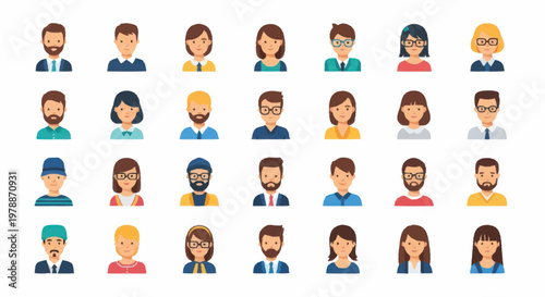 Diverse Group of People Avatars Representing Different Personalities.