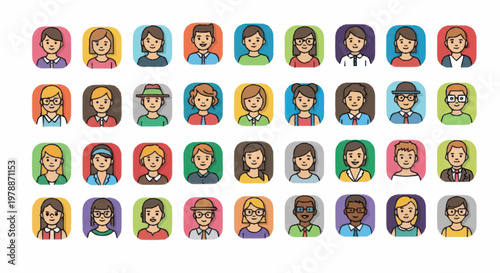 Collection of Diverse Avatars Representing People.