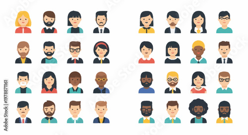 Diverse Group of People Avatar Icons Collection.