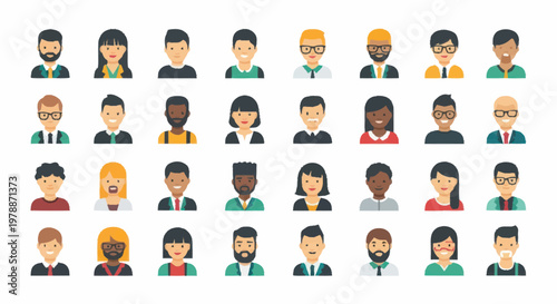 Diverse Group of People Avatars Representing Different Genders and Ethnicities.