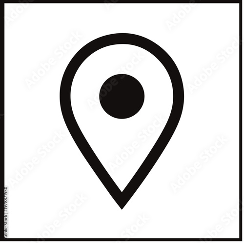 Classic GPS location icon, solid black, isolated on white