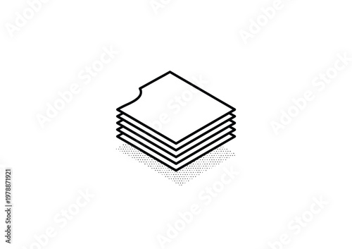 Vector icon showing a stack of layered paper with a slight shadow for depth effect