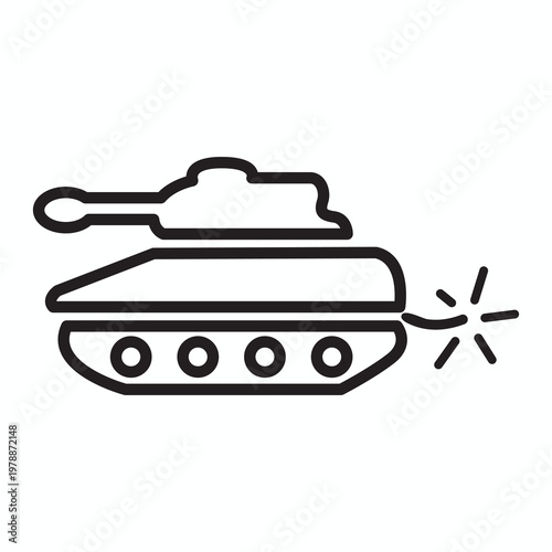 Tank Battle Icon for Fireworks or Independence Day on 4th of July