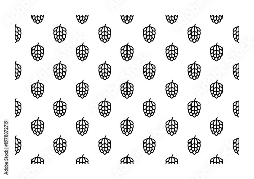 Seamless vector pattern featuring stylized hop cones across the design