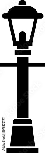 Street lamp lantern light icon in black flat style, vintage streetlight lamppost lighting symbol bundle, urban outdoor illumination graphic pack, classic city light design