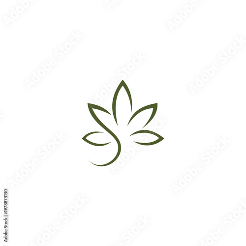 Stylized cannabis leaf logo design on white background