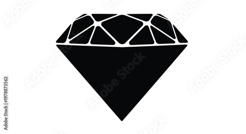 Geometric black diamond shape with sharp facets a striking silhouette