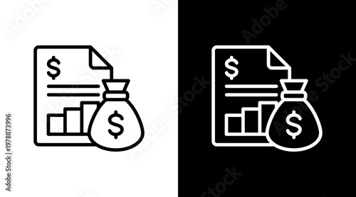 Financial Report White Icon Set Design
