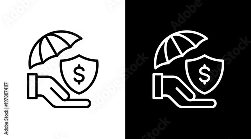 Wealth Protection White Icon Set Design