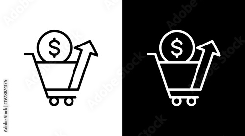 Market Trend White Icon Set Design