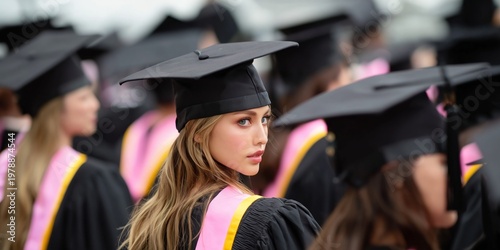 Students in Black Caps and Gowns During Graduation Ceremony at University in ...