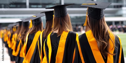 Students in Black Caps and Gowns During Graduation Ceremony at University in ...