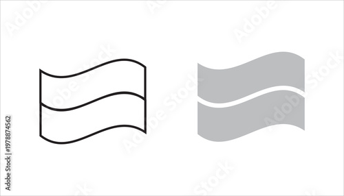Simple line icon of a wavy flag shape, representing motion, banner, or fluid design. Clean outline style suitable for UI, web, and mobile applications.
