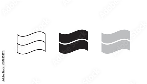 Simple line icon of a wavy flag shape, representing motion, banner, or fluid design. Clean outline style suitable for UI, web, and mobile applications.