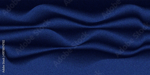 Navy blue silk satin. Silky shiny fabric. Dark luxury background with space for design. Banner. Wide. Long. Panoramic.