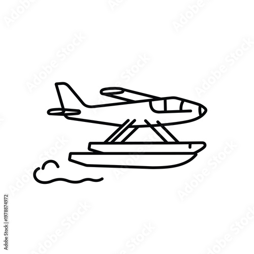 Vector of a seaplane flying over water