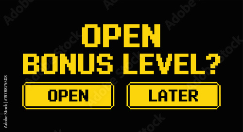 Retro pixel art game interface with open bonus level message