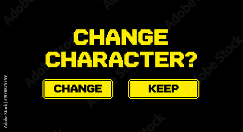 Retro game menu screen with pixelated text and buttons