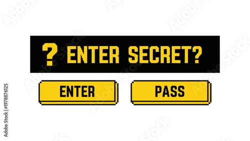 Retro gaming menu design with enter secret question and options