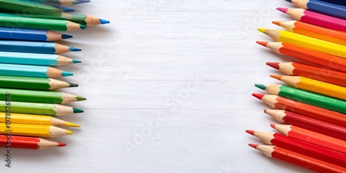 Colorful Pencils Arranged on a White Surface for Creative Activities and Art ...