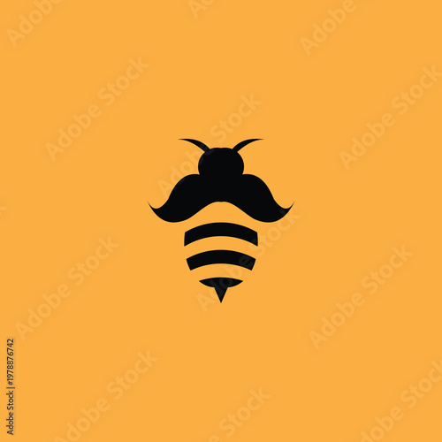 Bee with a mustache logo design vector illustration