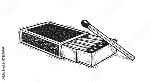 An illustrative sketch depicts an open matchbox with several matches one partially drawn out