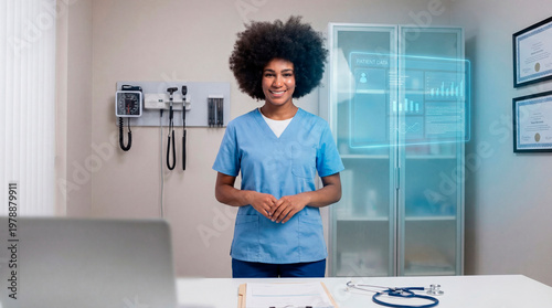 Methodical clinician reviewing electronic patient data records