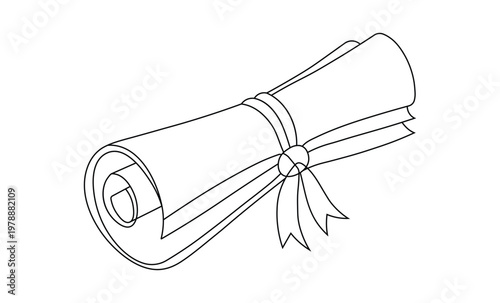 Rolled scroll tied with ribbon symbolizing diploma or ancient document