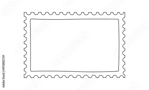 Blank postage stamp outline with perforated edge