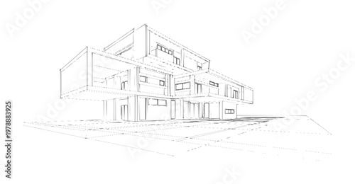 Architectural of a modern multi story residential building architecture house contemporary