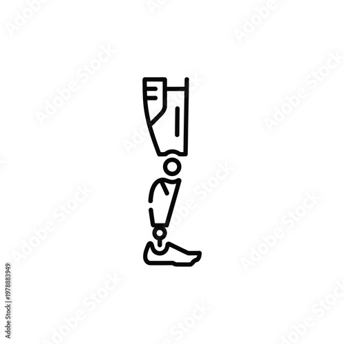 Vector of a prosthetic leg with a mechanical knee joint and foot