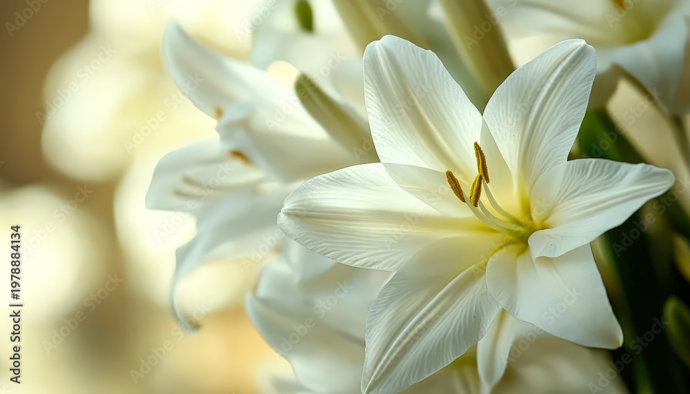 Obraz premium Beautiful Close Up of White Lilies in Bloom