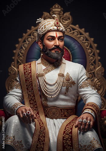 Chhatrapati Shivaji Maharaj on Royal Throne | Maratha Empire King, Warrior Portrait, Historical Artwork, 4K