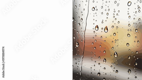 Raindrops on window glass with blurred background lights, vector illustration for weather and mood. for branding, packaging, banner, poster, website header, and social media design use
