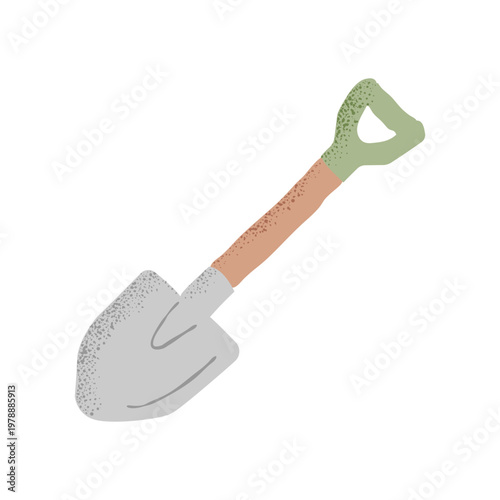 Hand drawn garden shovel illustration isolated on white background