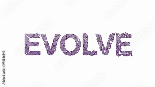 Evolve concept with purple floral letters on white background. Modern evolve typography in vector style. Inspirational evolve phrase for motivational posters and social media posts.