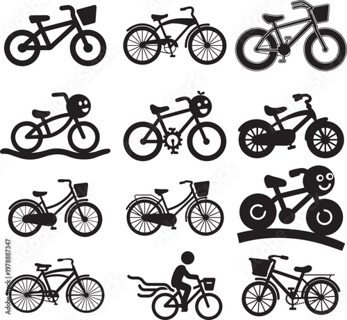 Modern Bicycles Silhouette Illustration Design