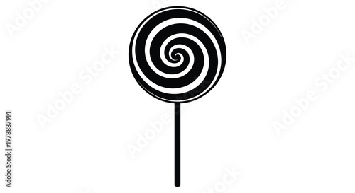 A black spiral lollipop on a white background a striking silhouette