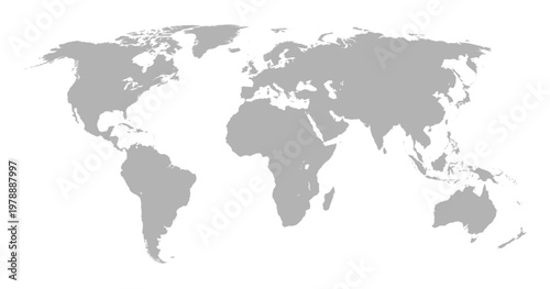 World Map Gray Isolated on White Background. Global Planet Earth Continent Outline Vector Illustration.