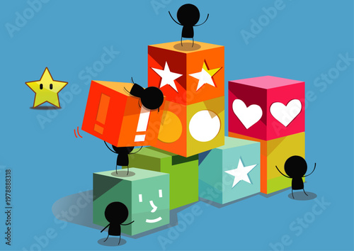 Box and Villain Vector Illustration