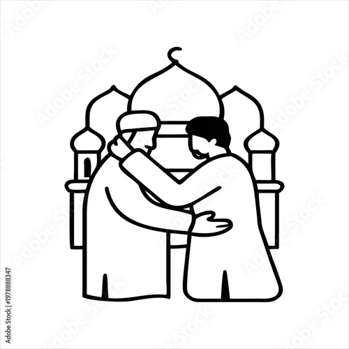 
Illustration of a muslim bring lamp and walking to the mosque