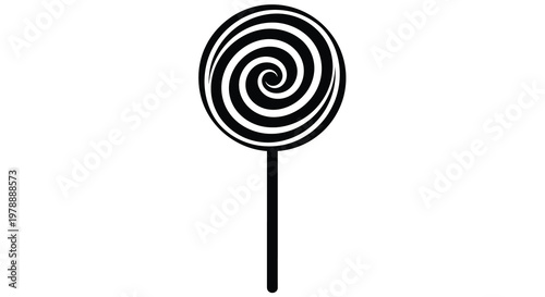 A circular swirl lollipop design on a white background silhouette