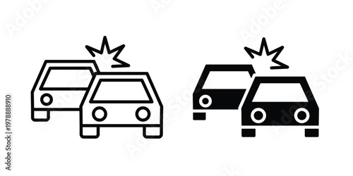 Accident icon Outline Style. Vector Illustration in flat For Graphic Design