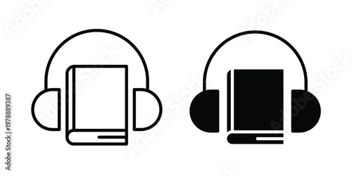 Audiobook icon Outline Style. Vector Illustration in flat For Graphic Design