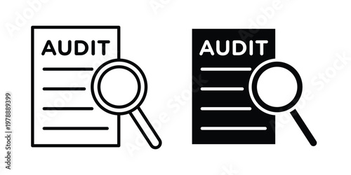 Audit report icon Outline Style. Vector Illustration in flat For Graphic Design