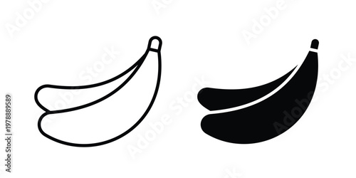 Banana icon Outline Style. Vector Illustration in flat For Graphic Design