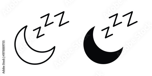 Bedtime icon Outline Style. Vector Illustration in flat For Graphic Design